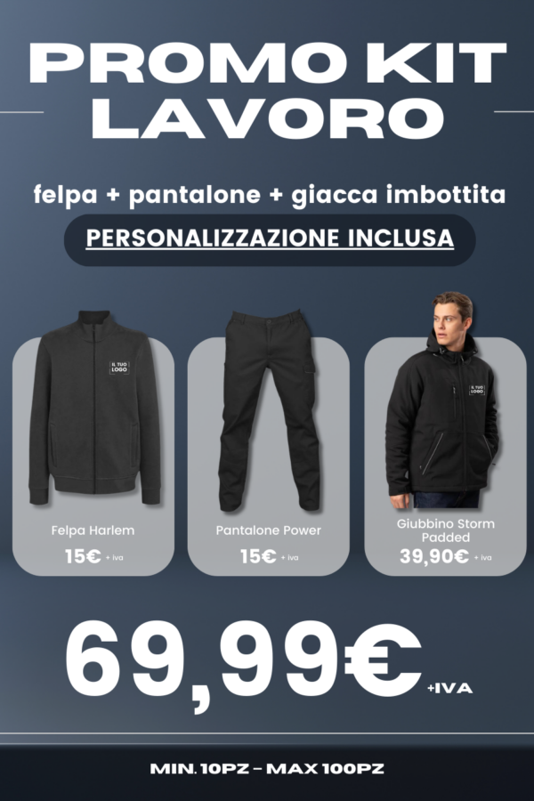Promo Kit Felpa + Pantalone + Giubbino Imbottito (Min. 10 KIT)