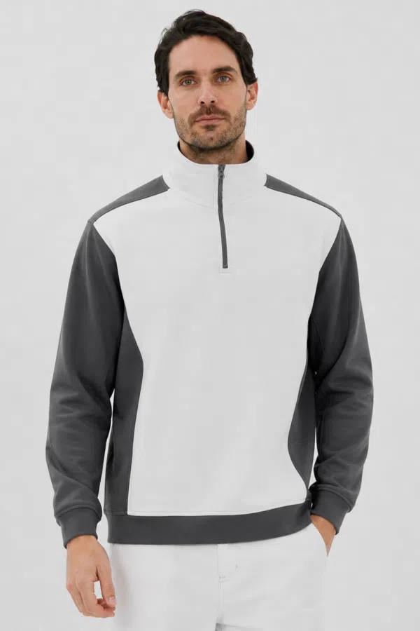 Felpa Bicolore con Mezza Zip | Unisex