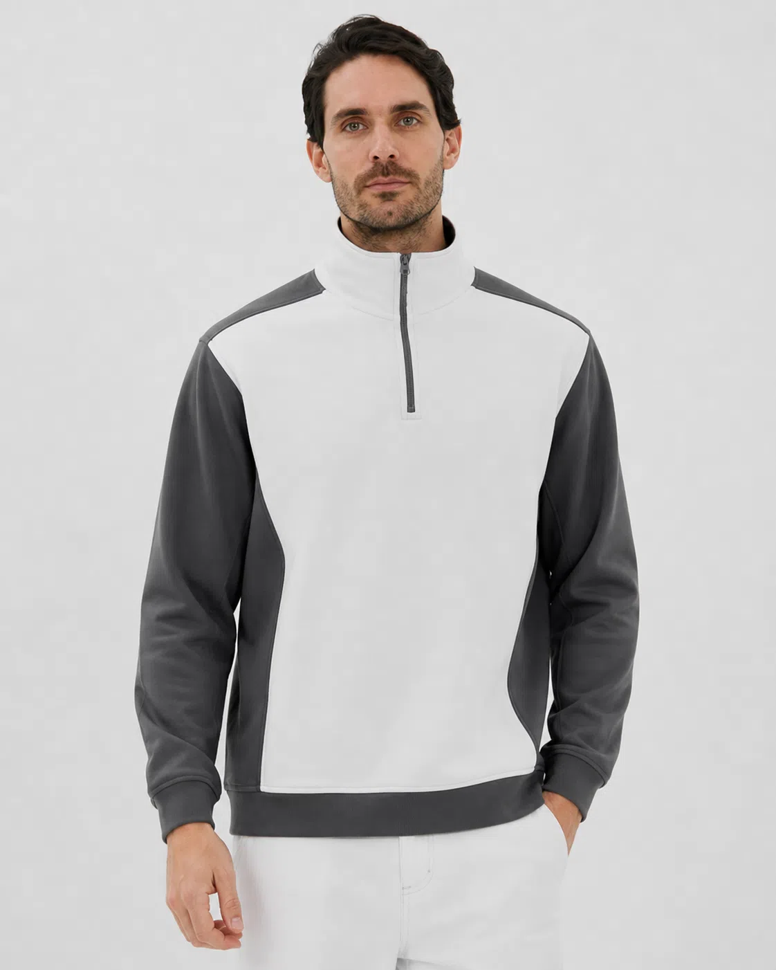 Felpa Bicolore con Mezza Zip | Unisex