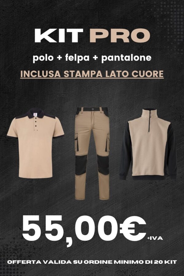 Promo Kit Pro - Polo + Felpa + Pantalone (Min. 20 KIT)