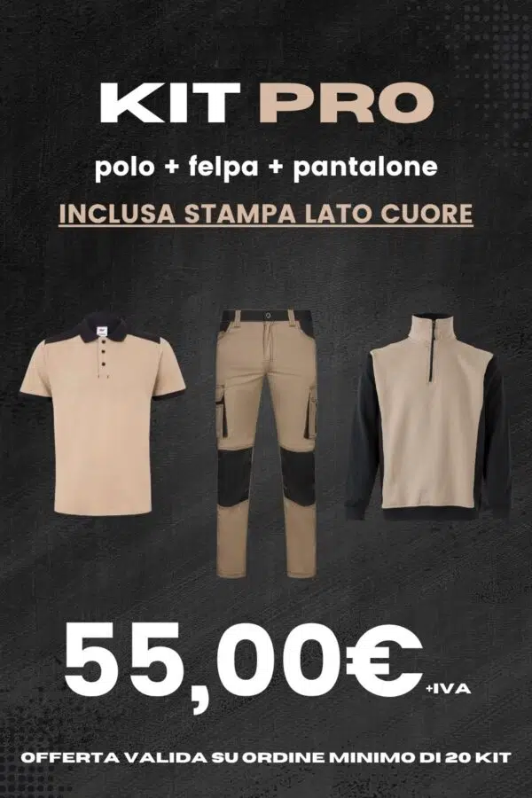 Promo Kit Pro - Polo + Felpa + Pantalone (Min. 20 KIT)