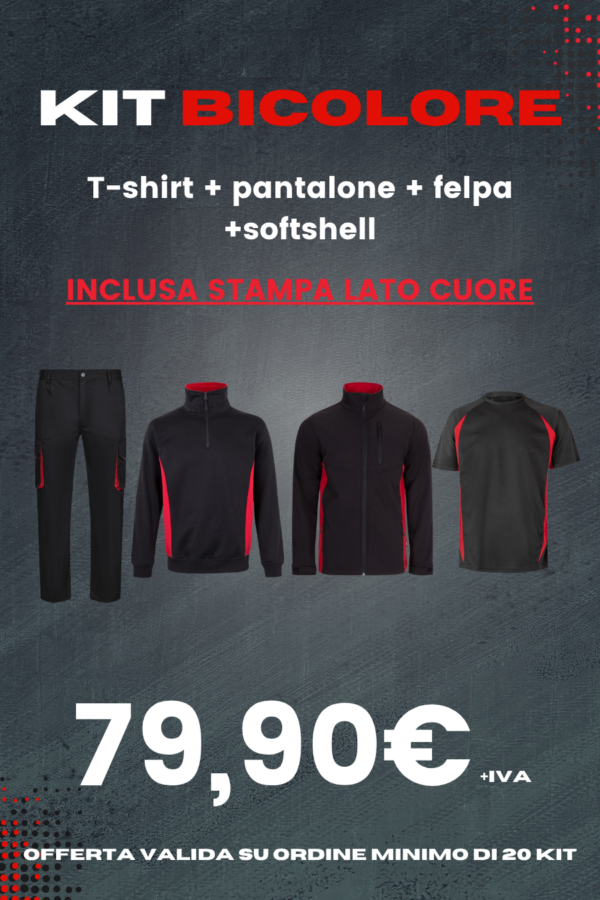 Promo Kit Bicolore - T-Shirt + Pantalone + Felpa + Softshell (Min. 20 KIT)