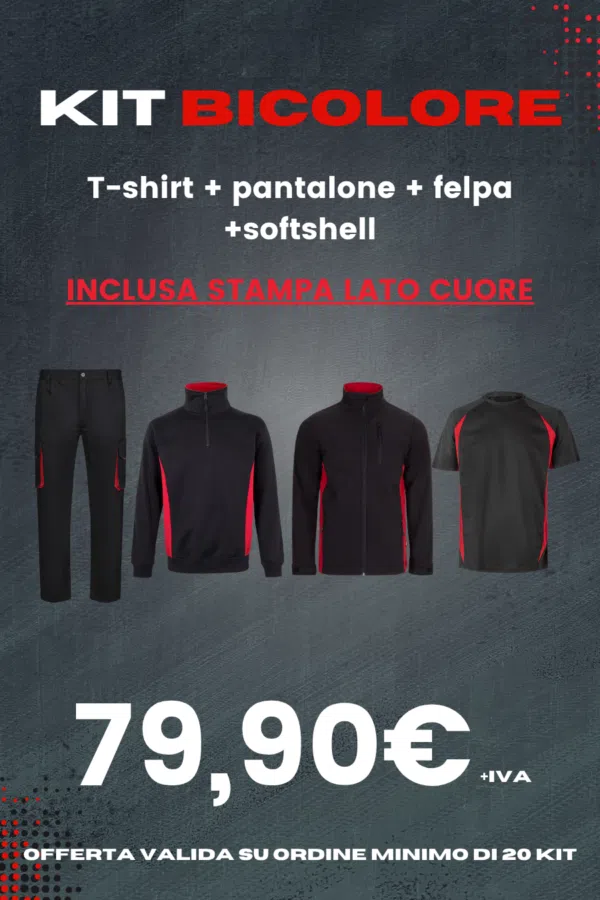 Promo Kit Bicolore - T-Shirt + Pantalone + Felpa + Softshell (Min. 20 KIT)